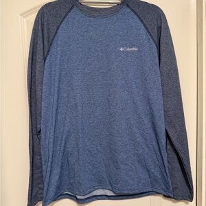 Men’s Columbia Heathered Navy and Blue Long Sleeve Performance Shirt